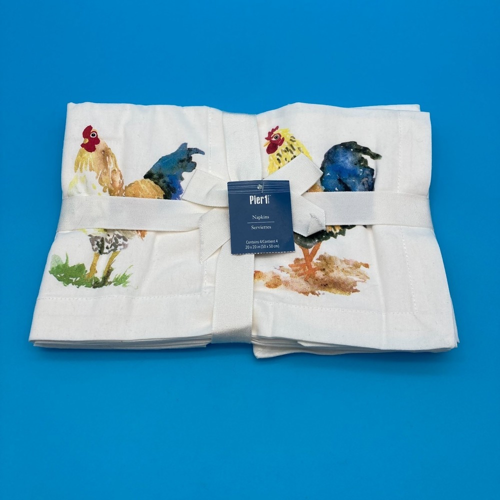 Pier1 Set of 4 Cloth Rooster Napkins New with Tags